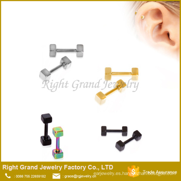 Modificado para requisitos particulares PVD plateado joyas de Tragus de plata pendiente de acero inoxidable